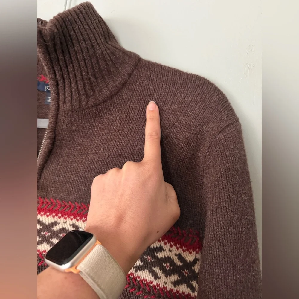 J. Crew Lambs Wool 1/4 Zip Sweater Fair Isle Vintage Inspired Cabincore Medium